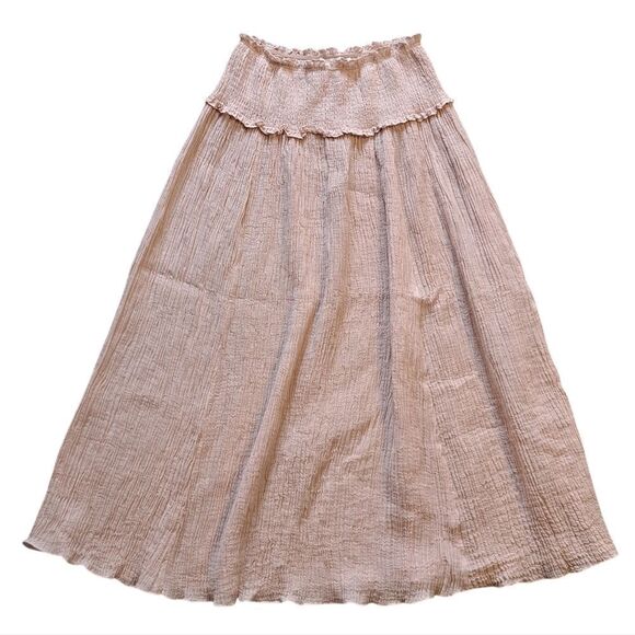 Zimmermann Bayou Elegant Shirred Crinckled Office Siren Chic Cream Skirt Size 1 - Picture 3 of 15